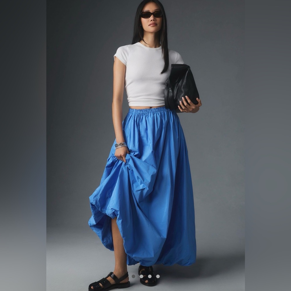 Anthropologie Maeve Bubble Maxi Skirt in Sky size M NWOT